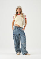 ADIDAS ORIGINALS Jeans cargo Blue blu da uomo e donna con tasche applicate KQ6479 . ADIDAS ORIGINALS 