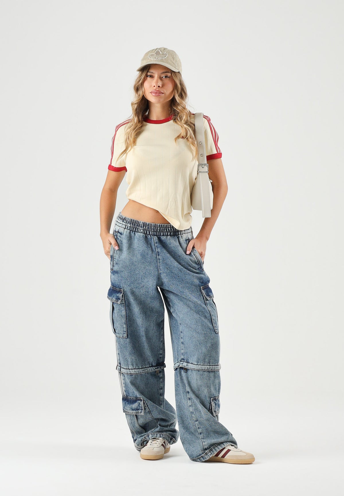ADIDAS ORIGINALS Jeans cargo Blue blu da uomo e donna con tasche applicate KQ6479 . ADIDAS ORIGINALS 