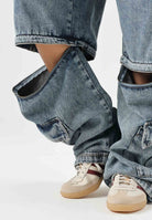 ADIDAS ORIGINALS Jeans cargo Blue blu da uomo e donna con tasche applicate KQ6479 . ADIDAS ORIGINALS 