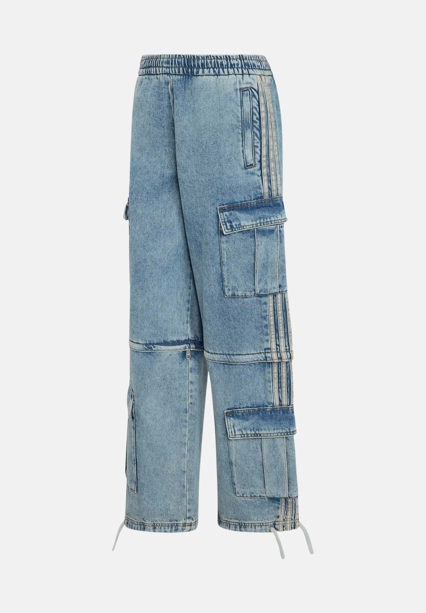 ADIDAS ORIGINALS Jeans cargo Blue blu da uomo e donna con tasche applicate KQ6479 . ADIDAS ORIGINALS 