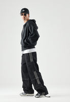 ADIDAS ORIGINALS Jeans MID RISE nero per uomo e donna con tasche cargo KQ6480 . ADIDAS ORIGINALS 