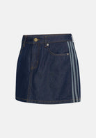 ADIDAS ORIGINALS  Gonna MID RISE corta indigo indaco blu. da donna<BR/>con 3 -Stripes laterali a contrasto <BR/> KQ6486 . ADIDAS ORIGINALS 