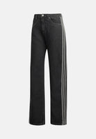 ADIDAS ORIGINALS Jeans FIREBIRD MID RISE STRAIGHT nero da donna con iconiche 3-Stripes laterali. KQ6488 . ADIDAS ORIGINALS 