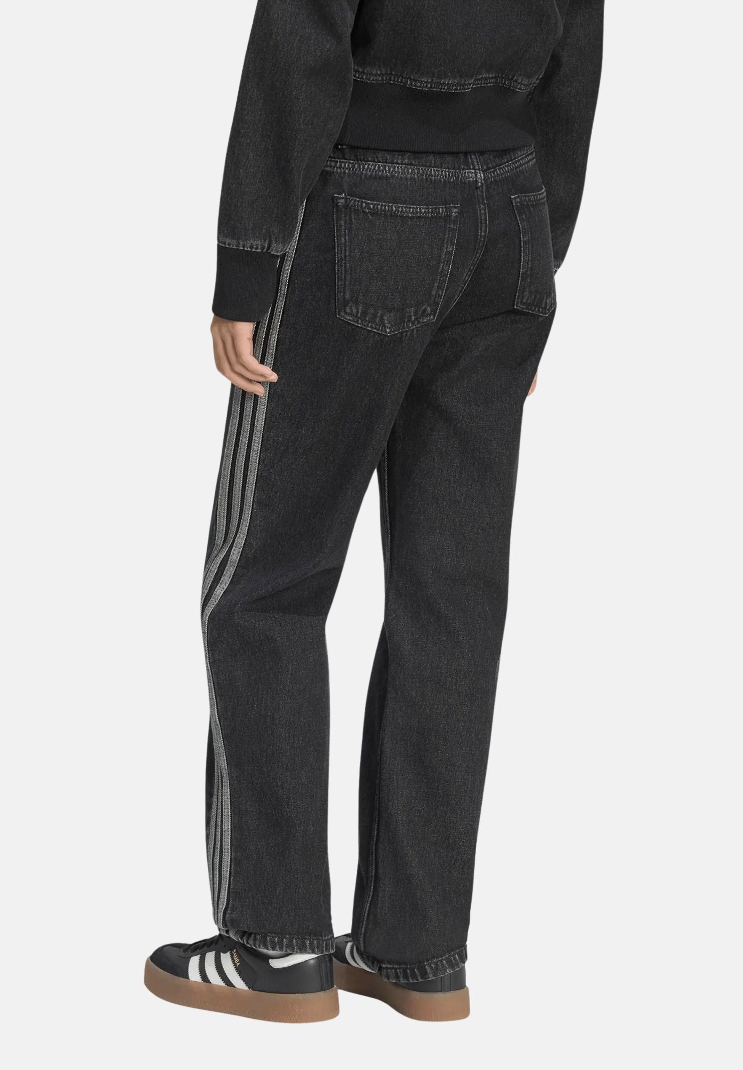 ADIDAS ORIGINALS Jeans FIREBIRD MID RISE STRAIGHT nero da donna con iconiche 3-Stripes laterali. KQ6488 . ADIDAS ORIGINALS 