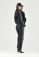 ADIDAS ORIGINALS Jeans FIREBIRD MID RISE STRAIGHT nero da donna con iconiche 3-Stripes laterali. KQ6488 . ADIDAS ORIGINALS 
