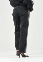 ADIDAS ORIGINALS Jeans FIREBIRD MID RISE STRAIGHT nero da donna con iconiche 3-Stripes laterali. KQ6488 . ADIDAS ORIGINALS 
