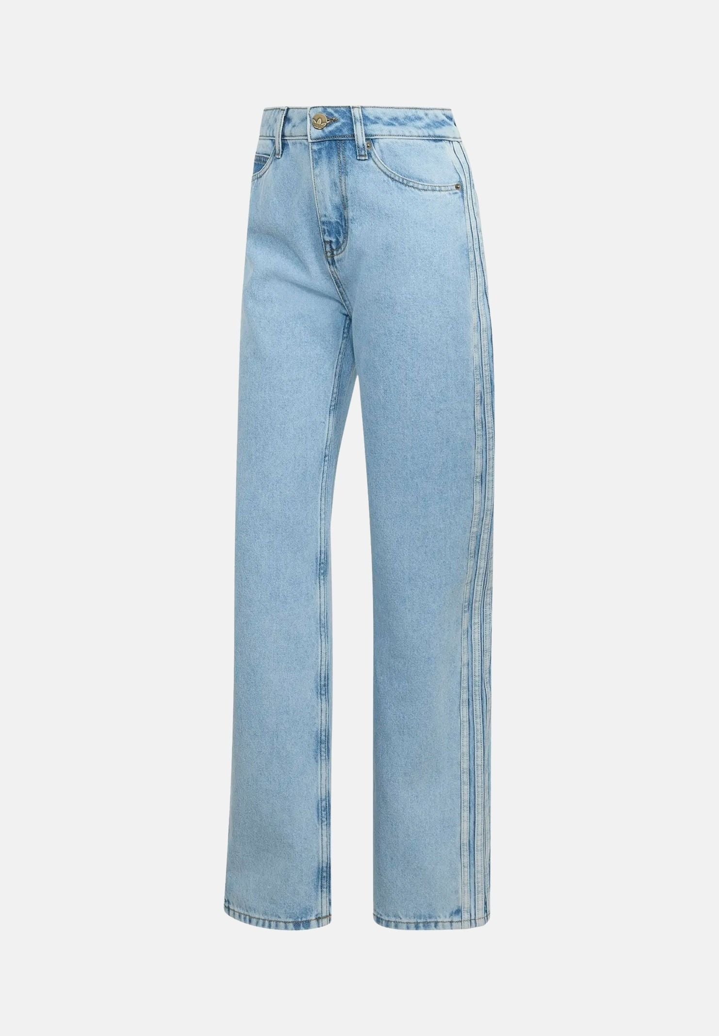 ADIDAS ORIGINALS Jeans FIREBIRD MID RISE STRAIGHT light-denim da donna con gamba dritta e dettagli laterali. KQ6490 . ADIDAS ORIGINALS 