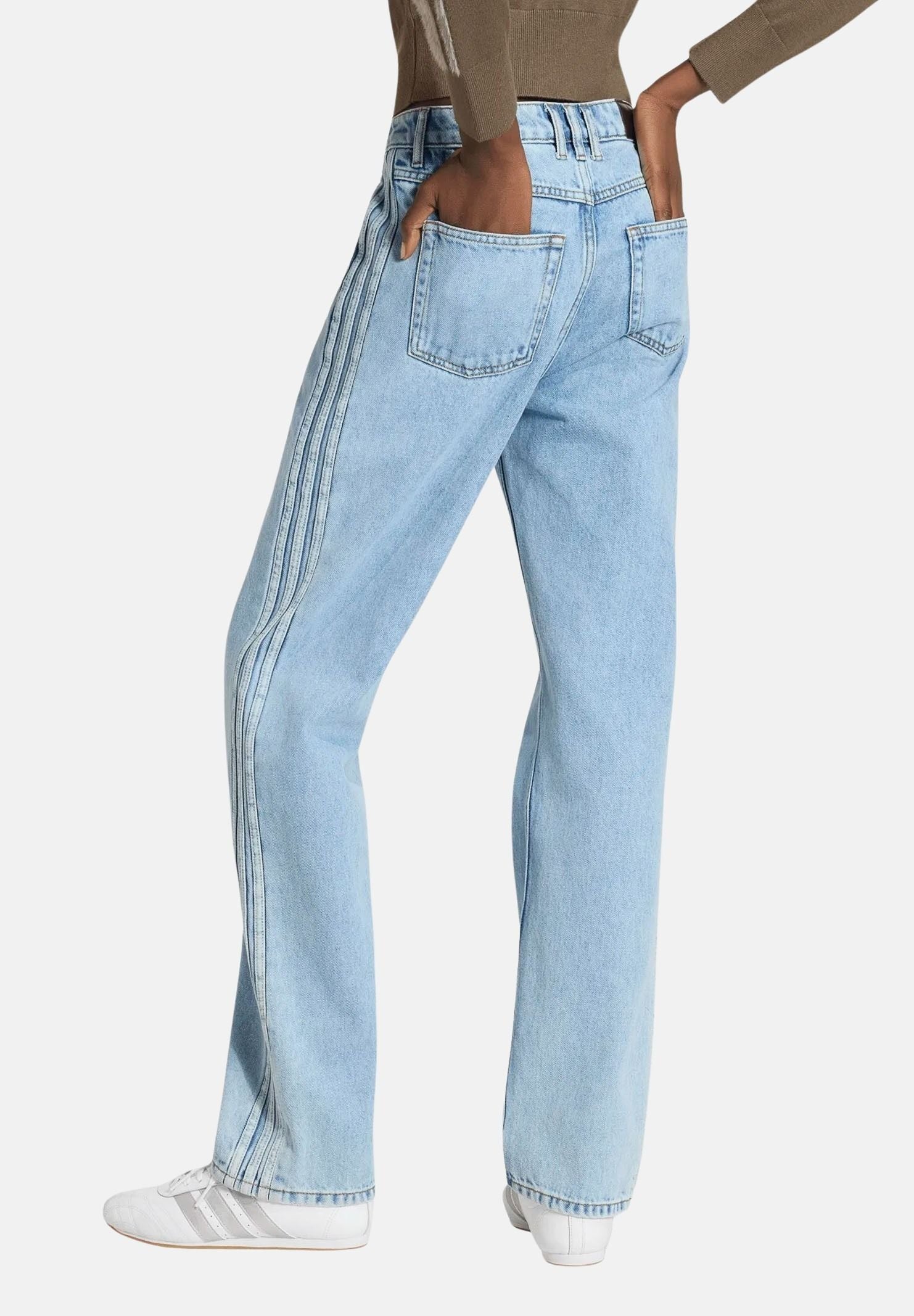 ADIDAS ORIGINALS Jeans FIREBIRD MID RISE STRAIGHT light-denim da donna con gamba dritta e dettagli laterali. KQ6490 . ADIDAS ORIGINALS 