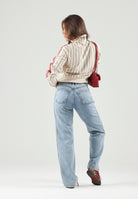 ADIDAS ORIGINALS Jeans FIREBIRD MID RISE STRAIGHT light-denim da donna con gamba dritta e dettagli laterali. KQ6490 . ADIDAS ORIGINALS 
