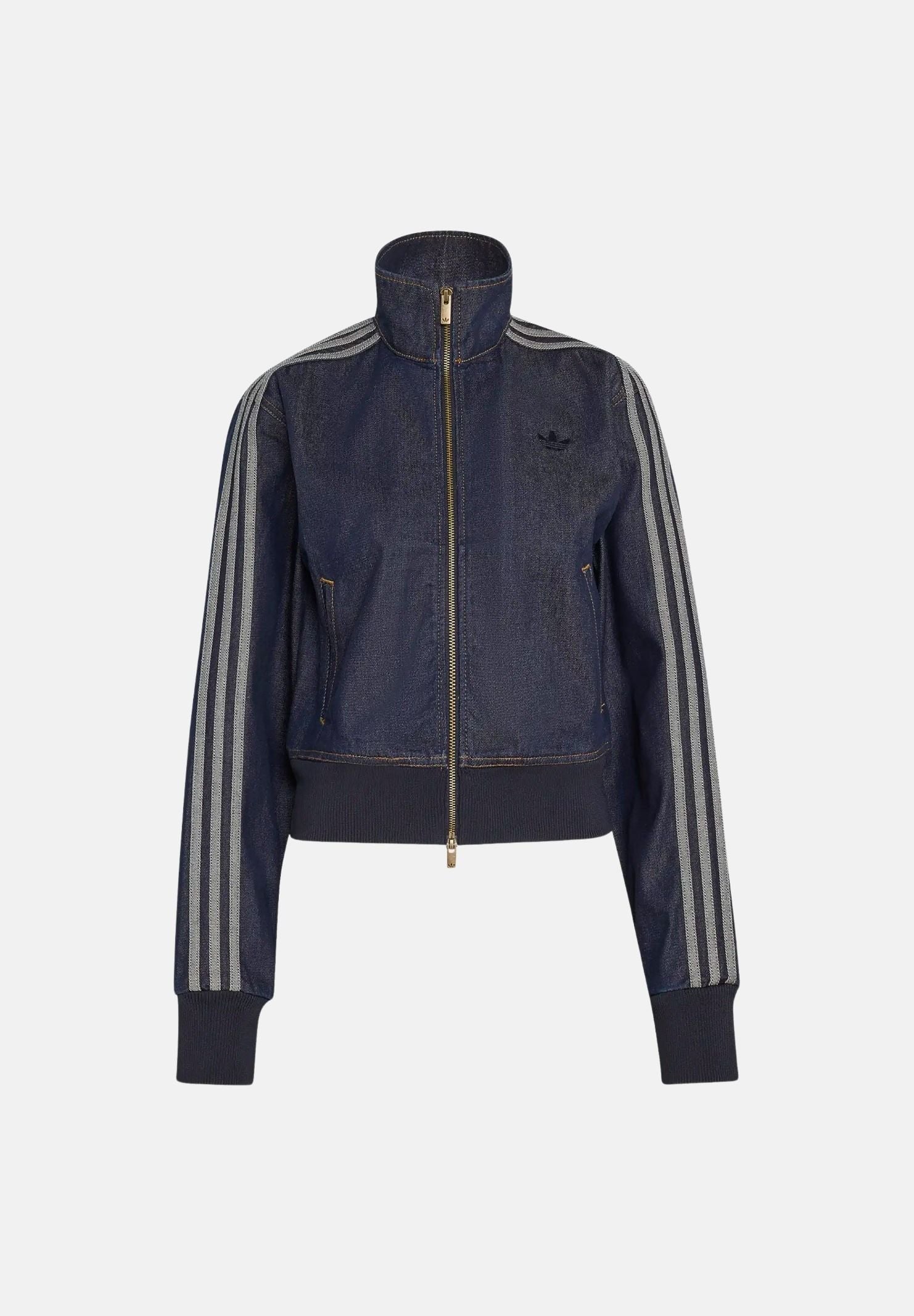 ADIDAS ORIGINALS Giacca FIREBIRD DENIM indigo blu da donna con iconiche 3-Stripes laterali. KQ6491 . ADIDAS ORIGINALS 