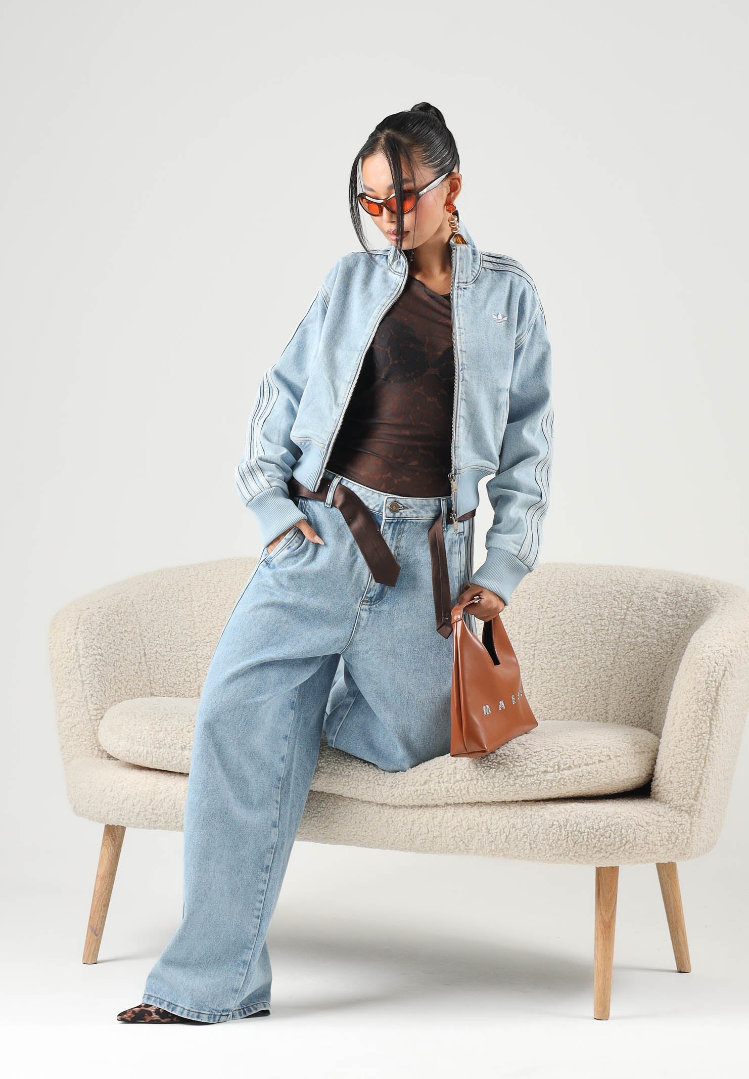 ADIDAS ORIGINALS Giubbotto di jeans FIREBIRD DENIM TRACKTOP denim-blu da donna con dettagli Firebird KQ6492 . ADIDAS ORIGINALS 