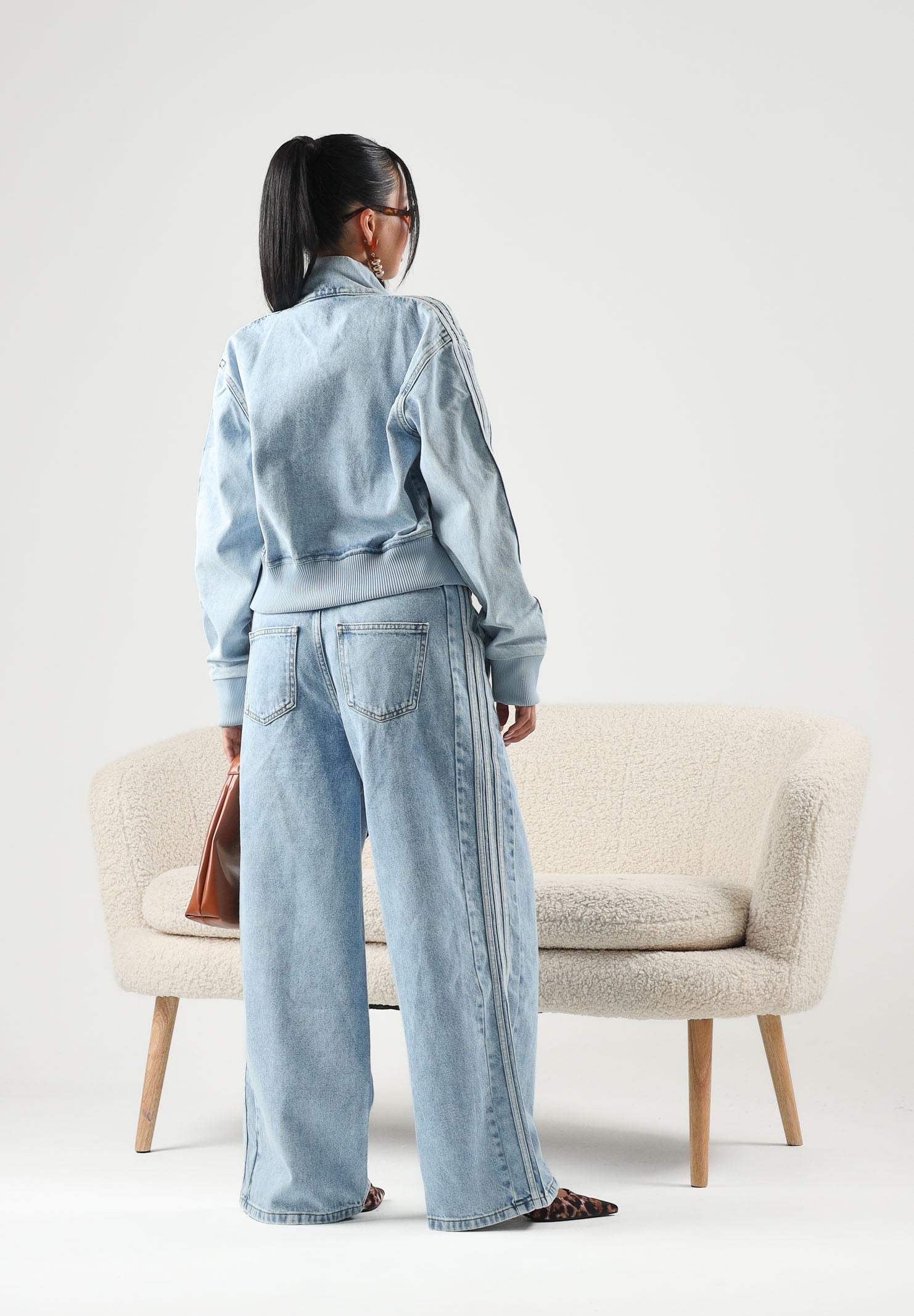 ADIDAS ORIGINALS Giubbotto di jeans FIREBIRD DENIM TRACKTOP denim-blu da donna con dettagli Firebird KQ6492 . ADIDAS ORIGINALS 