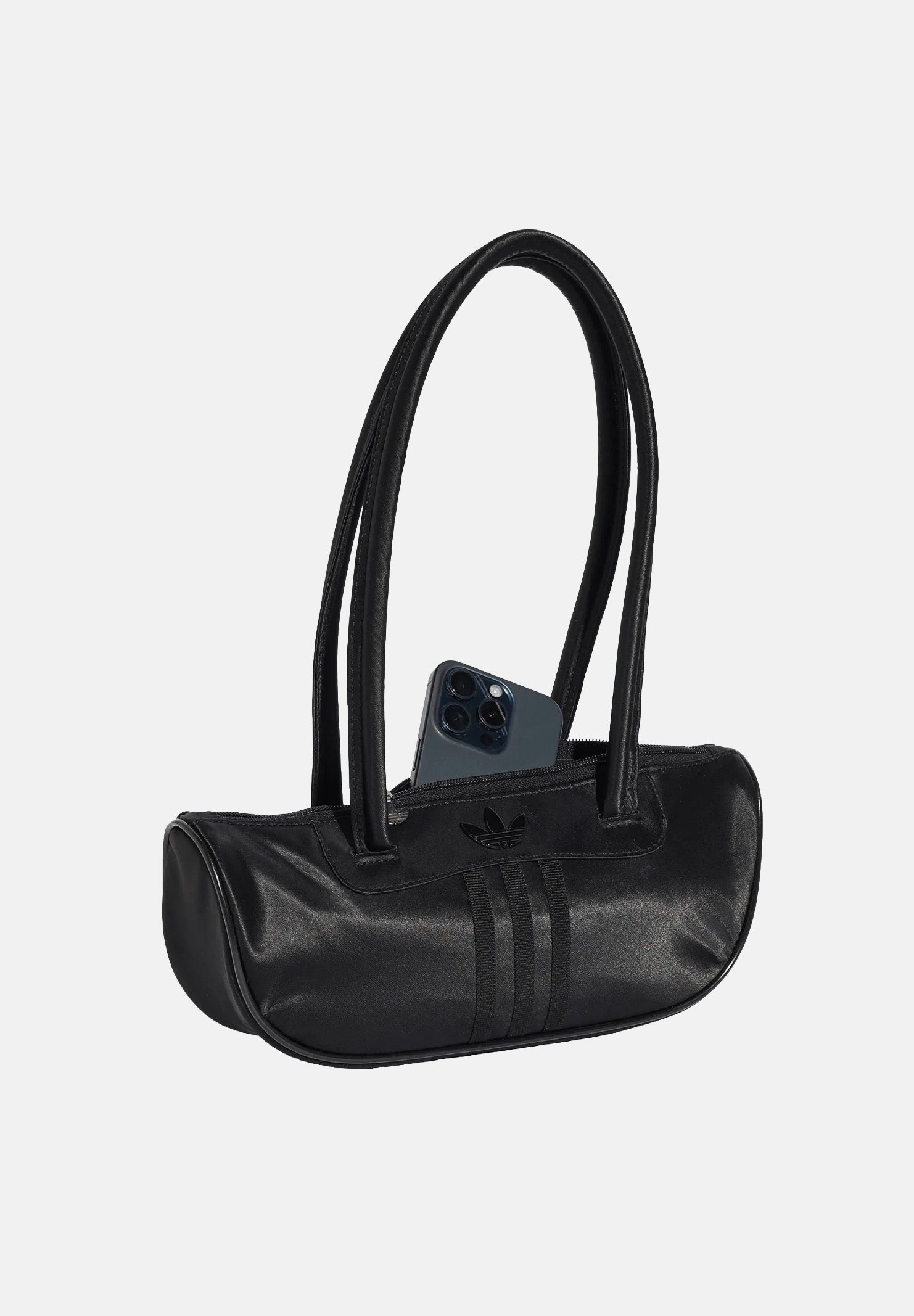 ADIDAS ORIGINALS Borsa da bowling in raso nera da donna. KQ6807 . ADIDAS ORIGINALS 