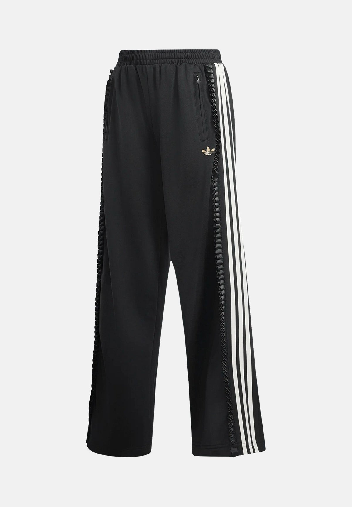 ADIDAS ORIGINALS Pantaloni neri per bambina e bambino con bande laterali plissettate e coulisse in vita. KQ8890 . ADIDAS ORIGINALS 