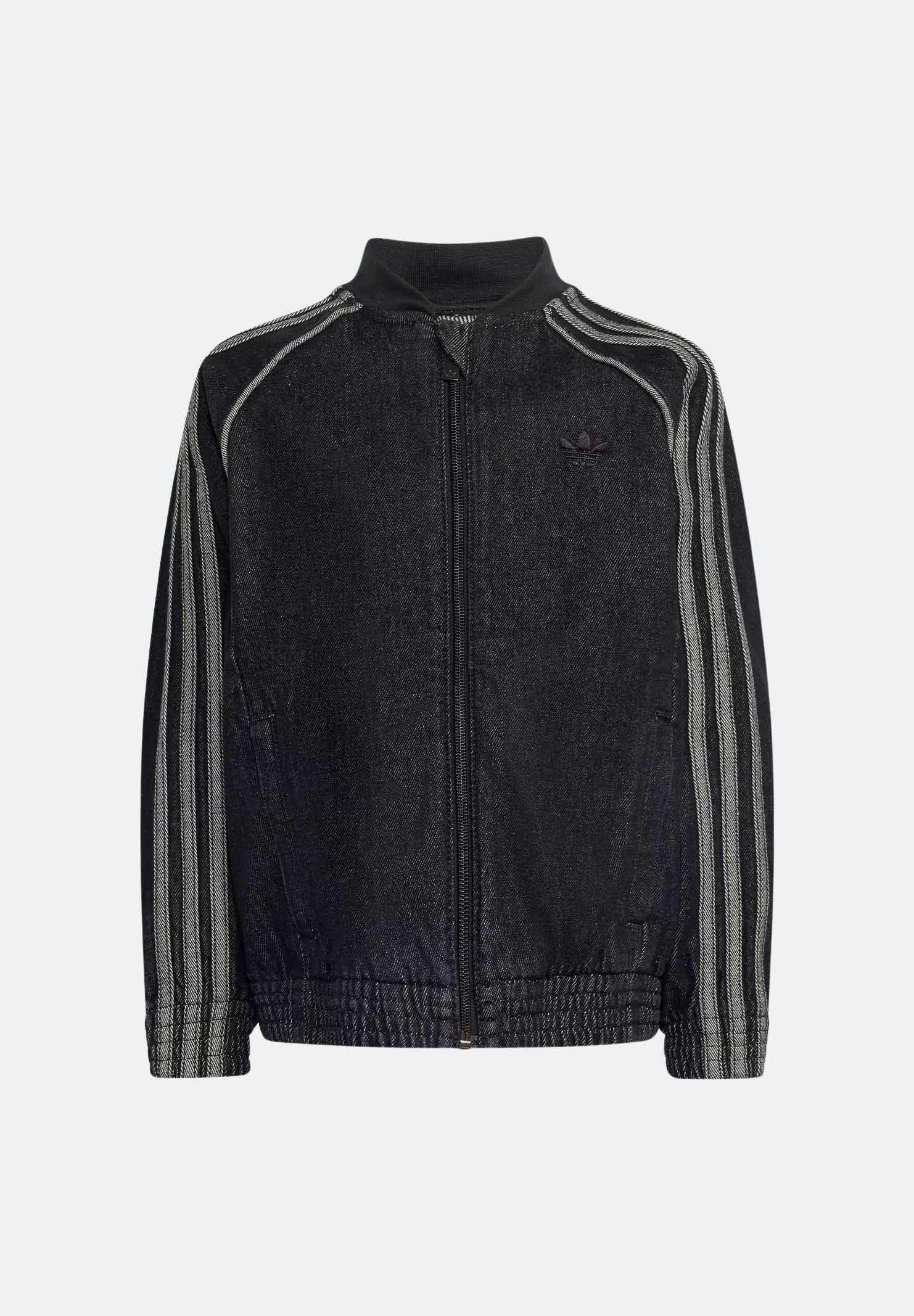 ADIDAS ORIGINALS Felpa TRACK TOP nera per bambino e bambina con  iconiche tre strisce a contrasto.<BR/> KQ8906 . ADIDAS ORIGINALS 