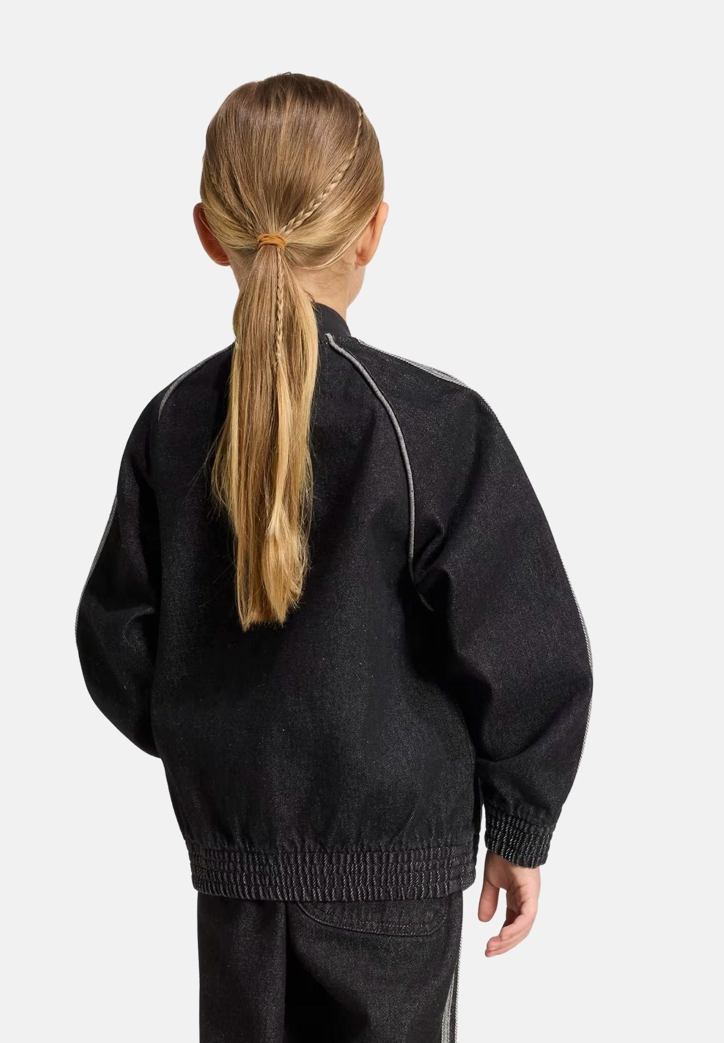 ADIDAS ORIGINALS Felpa TRACK TOP nera per bambino e bambina con  iconiche tre strisce a contrasto.<BR/> KQ8906 . ADIDAS ORIGINALS 