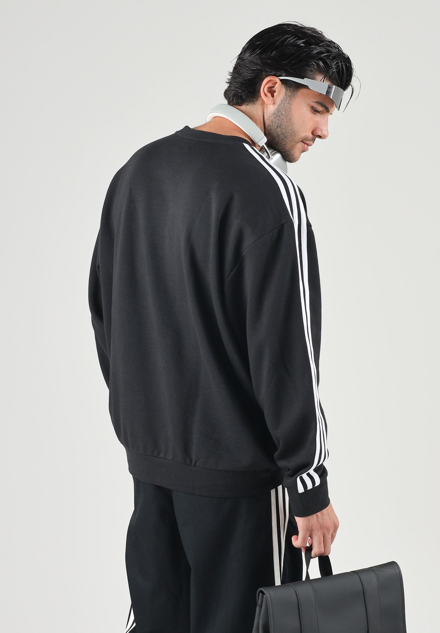 ADIDAS ORIGINALS Felpa ADICOLOR 3-STRIPES nera da uomo KQ8915 . ADIDAS ORIGINALS 