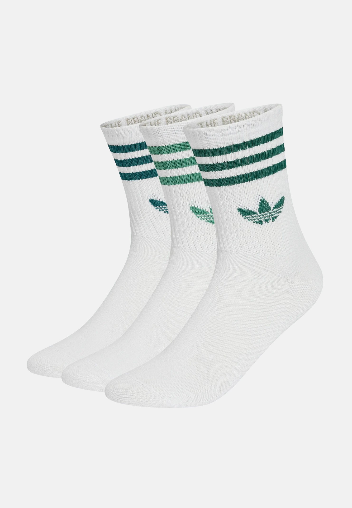 ADIDAS ORIGINALS  calze 3-Stripes Crew 3 paia White/Rich Green/Collegiate Green bianche e verdi per uomo e donna. KQ9035 . ADIDAS ORIGINALS 