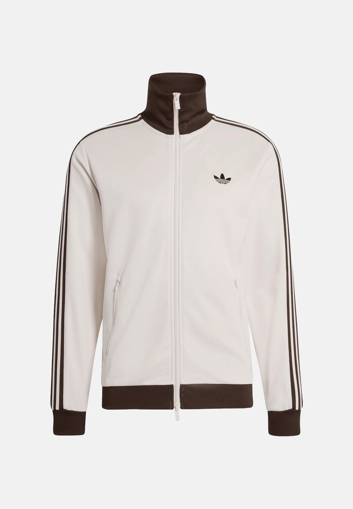 ADIDAS ORIGINALS Felpa con zip BECKENBAUER panna e marrone da uomo KQ9491 . ADIDAS ORIGINALS 