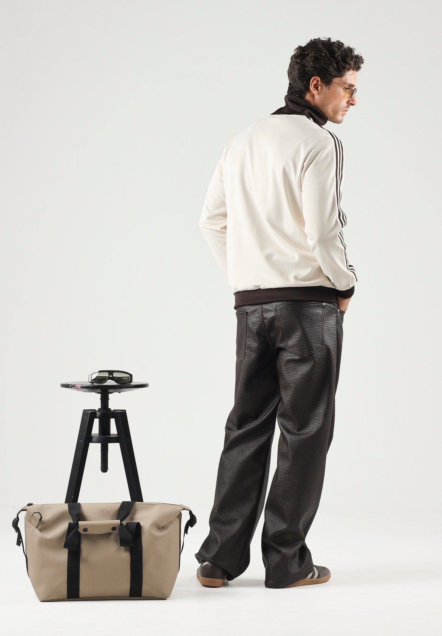 ADIDAS ORIGINALS Felpa con zip BECKENBAUER panna e marrone da uomo KQ9491 . ADIDAS ORIGINALS 