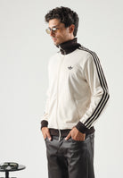 ADIDAS ORIGINALS Felpa con zip BECKENBAUER panna e marrone da uomo KQ9491 . ADIDAS ORIGINALS 