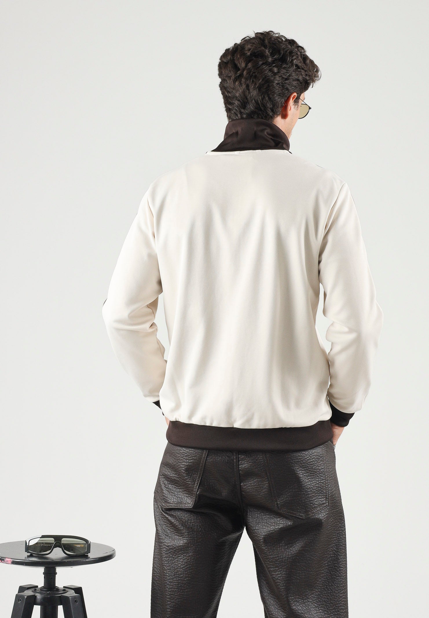 ADIDAS ORIGINALS Felpa con zip BECKENBAUER panna e marrone da uomo KQ9491 . ADIDAS ORIGINALS 