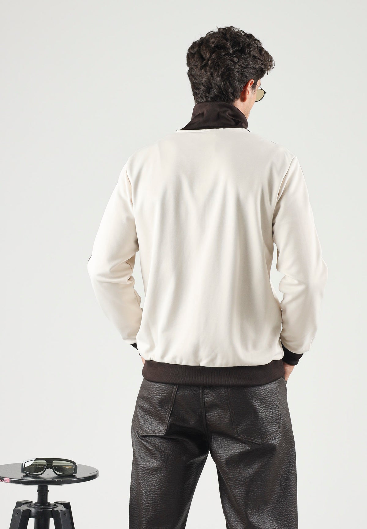 ADIDAS ORIGINALS Felpa con zip BECKENBAUER panna e marrone da uomo KQ9491 . ADIDAS ORIGINALS 