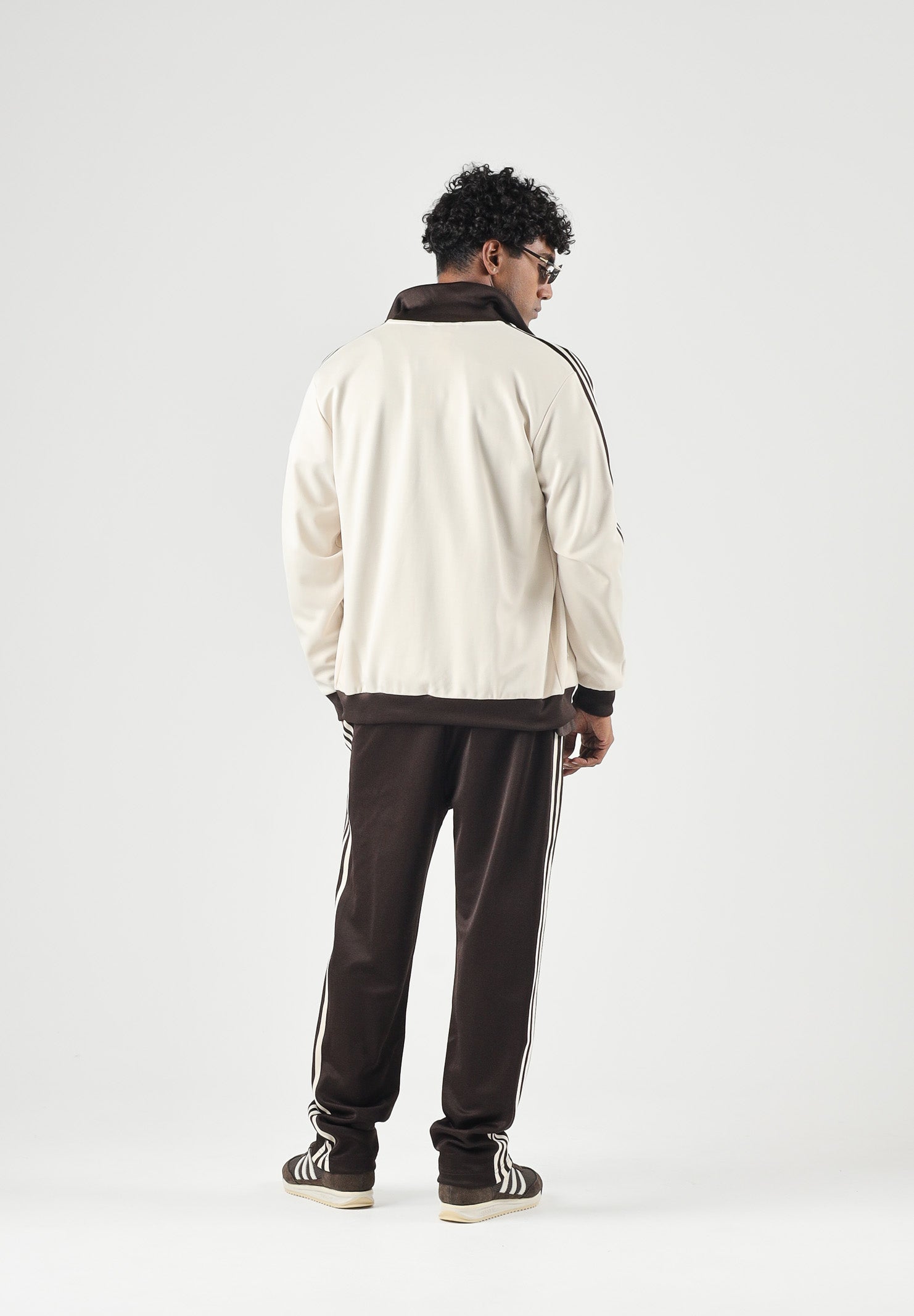ADIDAS ORIGINALS Felpa con zip BECKENBAUER panna e marrone da uomo KQ9491 . ADIDAS ORIGINALS 