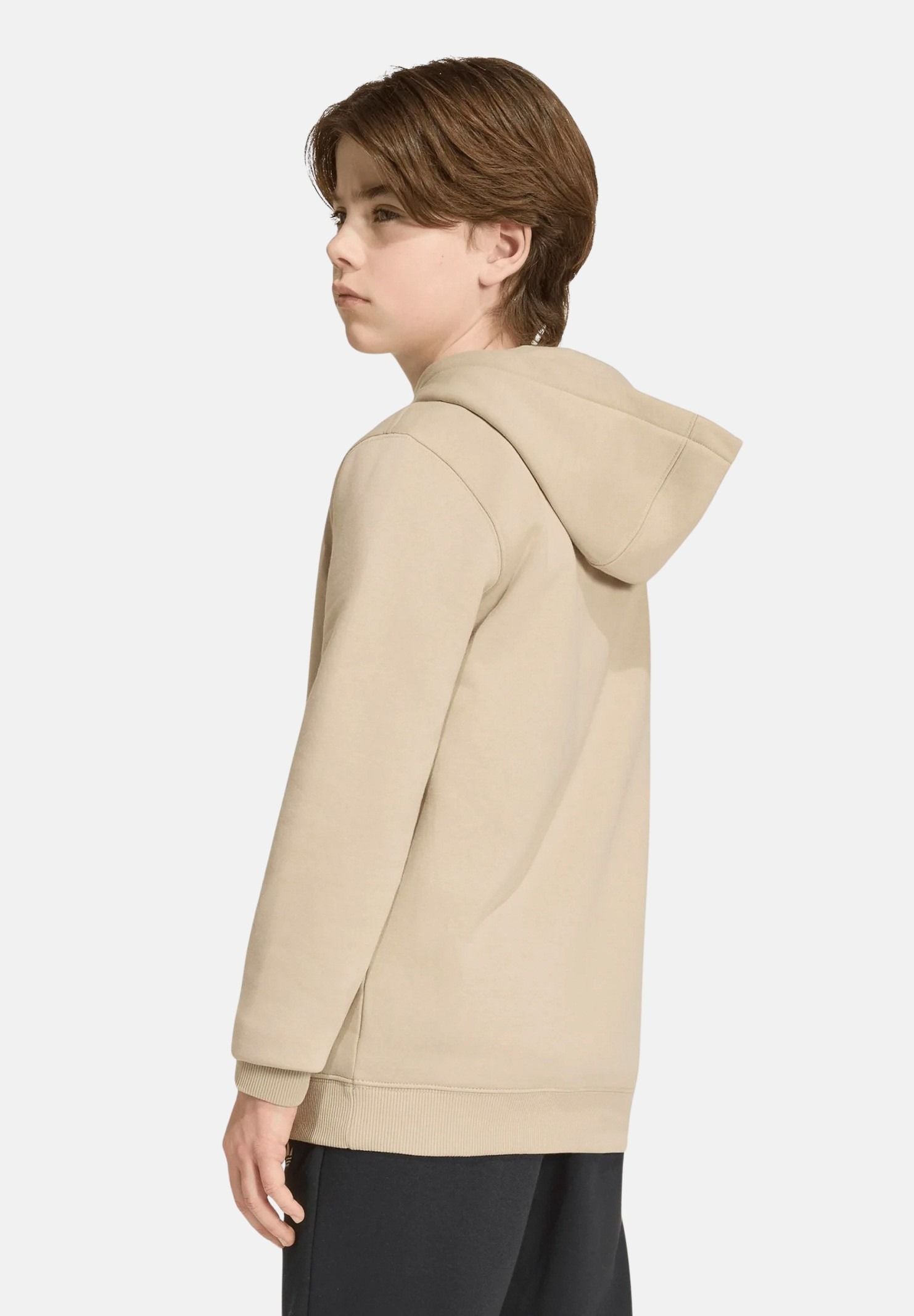 ADIDAS ORIGINALS Felpa REGULAR HOODIE FLEECE Khaki Three beige per bambino e bambina KR0881 . ADIDAS ORIGINALS 
