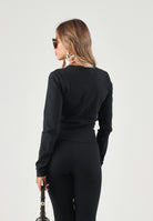 ADIDAS ORIGINALS Maglia girocollo LONG SLEEVE  nero da donna a maniche lunghe con taglio cropped KR1098 . ADIDAS ORIGINALS 