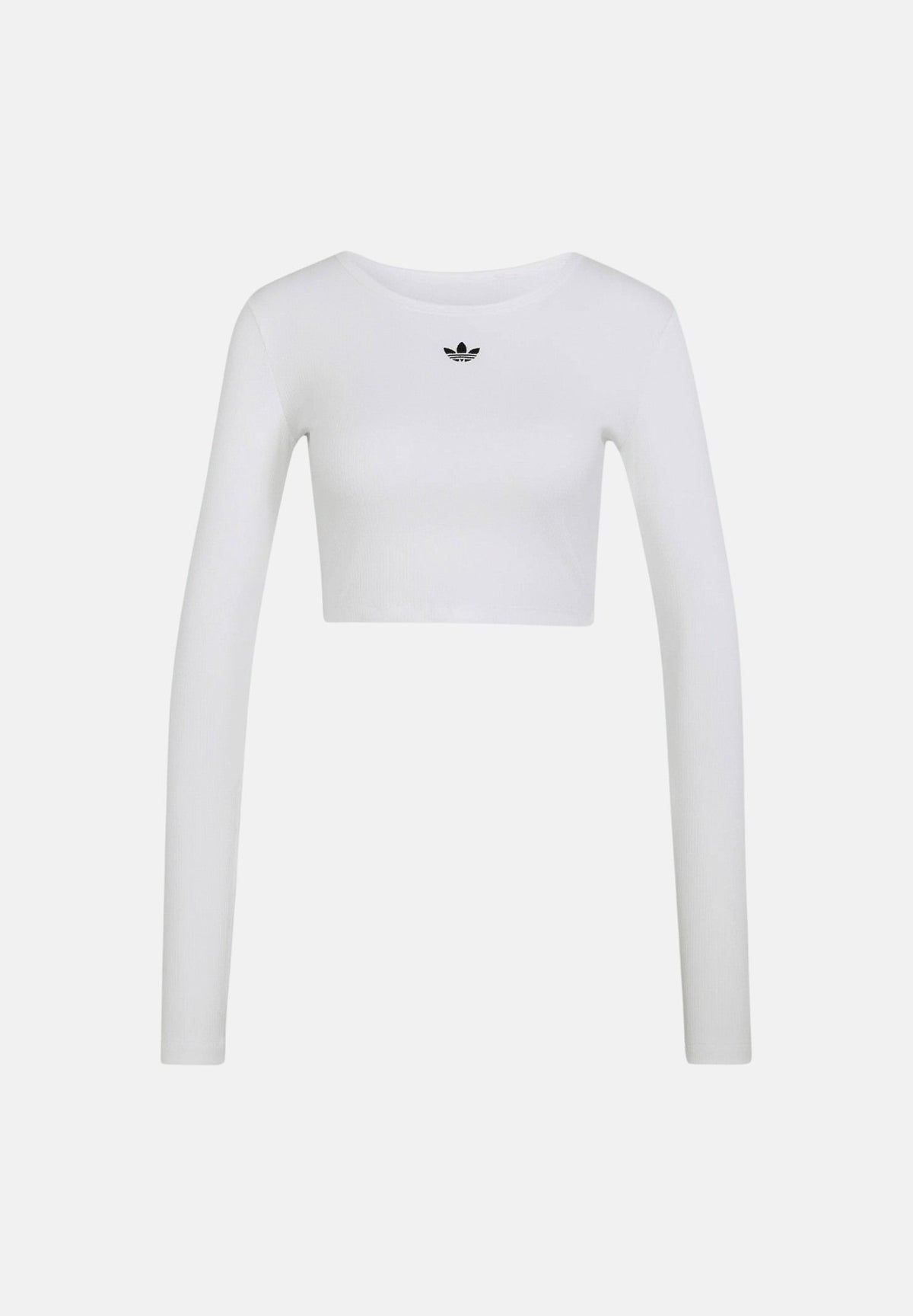 ADIDAS ORIGINALS Maglia manica lunga ESSENTIALS RIB CROPPED bianca da donna con  logo Trefoil ricamato. KR1131 . ADIDAS ORIGINALS 