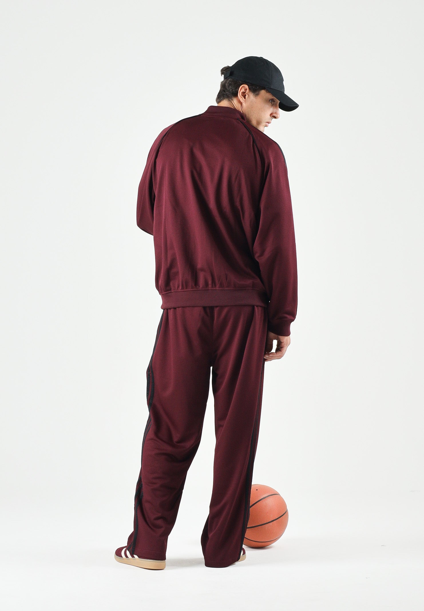ADIDAS ORIGINALS pantaloni sportivi Pantalone Jogger A Bande Mesh TP maroon bordeaux da uomo. KR1396 . ADIDAS ORIGINALS 