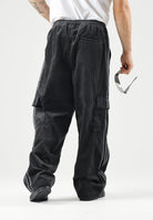 ADIDAS ORIGINALS Pantaloni cargo neri da uomo con tasconi KR1407 . ADIDAS ORIGINALS 