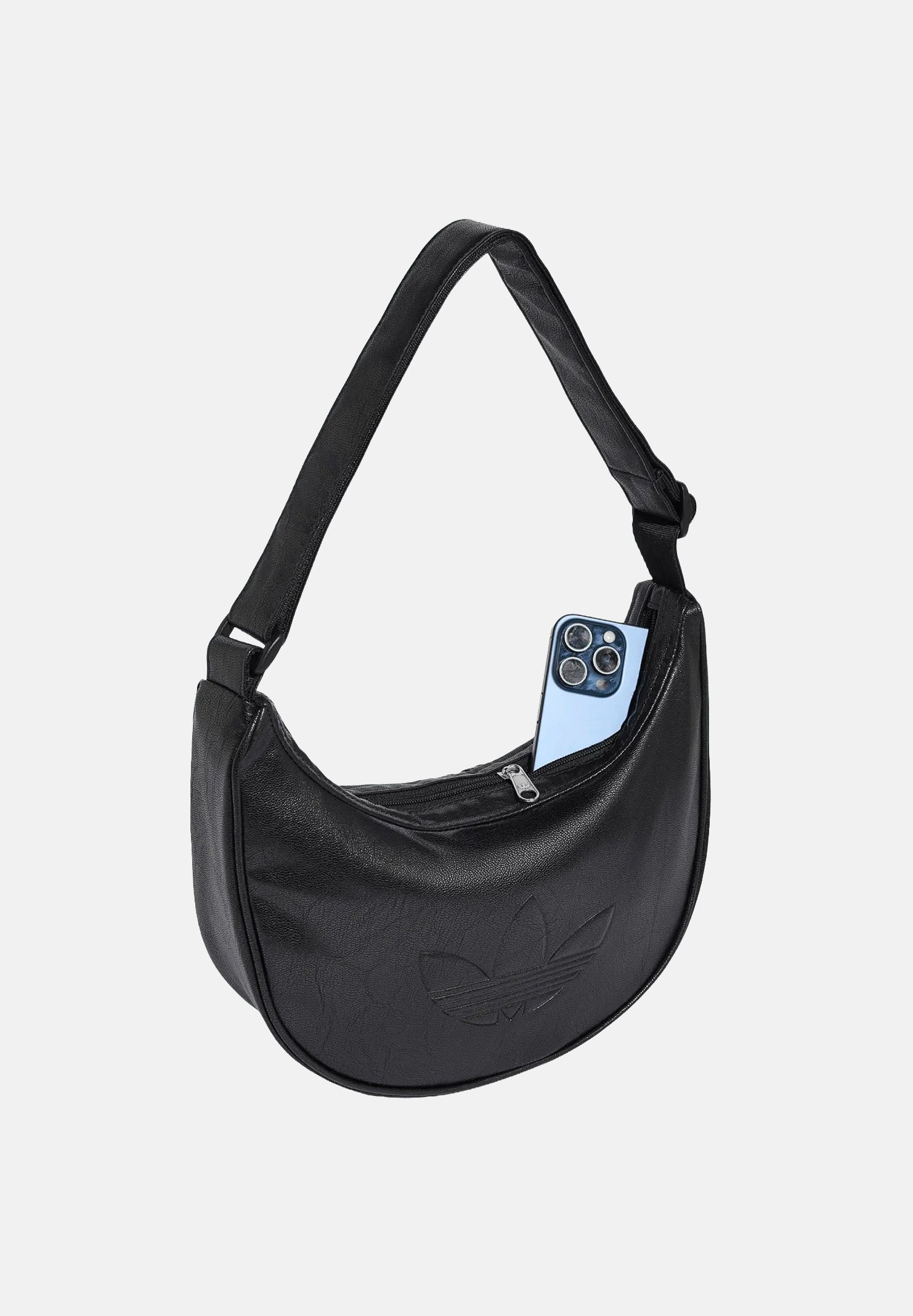 ADIDAS ORIGINALS borsa a spalla Adicolor Half Crescent Metallic PU Black nera da donna. KR1546 . ADIDAS ORIGINALS 