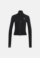 ADIDAS ORIGINALS Felpa con zip nera da donna con colletto alto e mini logo iconico KR3598 . ADIDAS ORIGINALS 