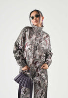 ADIDAS ORIGINALS Felpa con zip LIBERTY LONDON  multicolore per donna con fantasia grafica all-over in tessuto tecnico acetato KR6678 . ADIDAS ORIGINALS 
