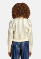 ADIDAS ORIGINALS Felpa FIREBIRD con zip vaniglia-blu da donna con fantasia a righe verticali KR7031 . ADIDAS ORIGINALS 