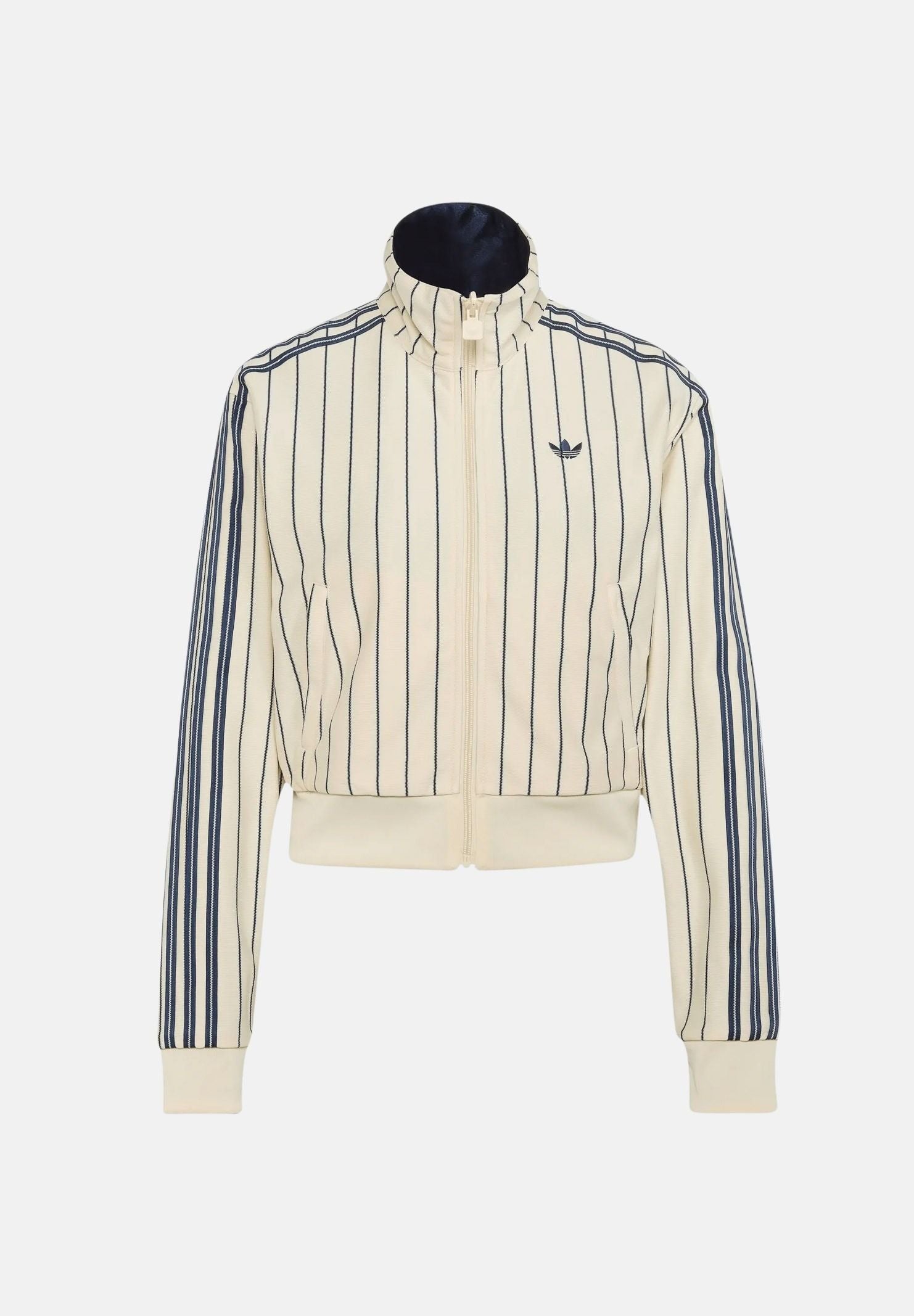 ADIDAS ORIGINALS Felpa FIREBIRD con zip vaniglia-blu da donna con fantasia a righe verticali KR7031 . ADIDAS ORIGINALS 