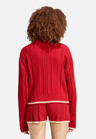 ADIDAS ORIGINALS Felpa con zip KNIT FIREBIRD in maglia rossa da donna con lavorazione traforata<BR/> KR7046 . ADIDAS ORIGINALS 