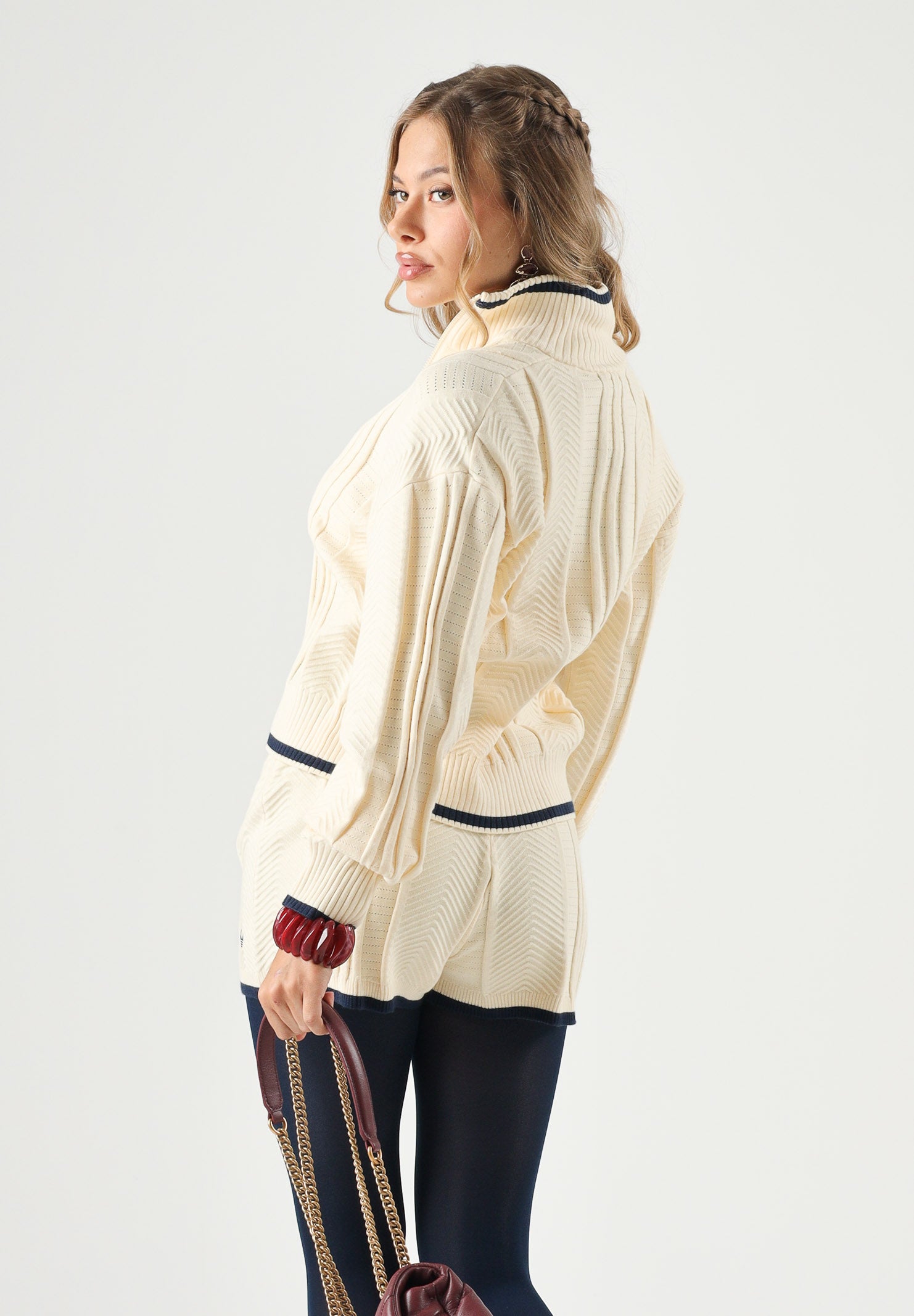 ADIDAS ORIGINALS Felpa KNIT FIREBIRD in maglia, warm vanilla, giallo-crema, da donna con lavorazione traforata<BR/> KR7047 . ADIDAS ORIGINALS 