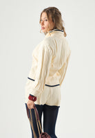 ADIDAS ORIGINALS Felpa KNIT FIREBIRD in maglia, warm vanilla, giallo-crema, da donna con lavorazione traforata<BR/> KR7047 . ADIDAS ORIGINALS 