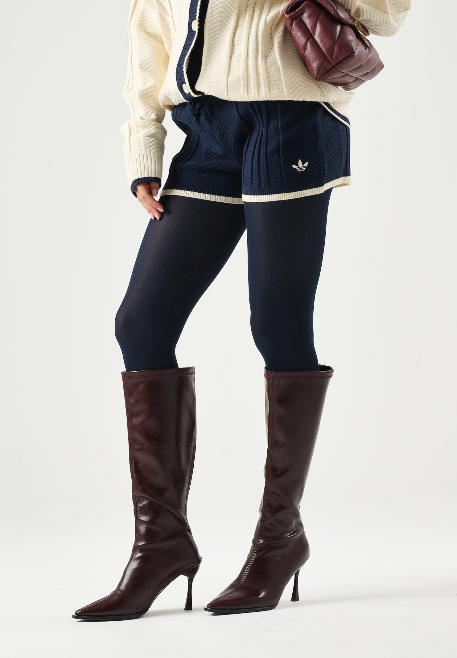 ADIDAS ORIGINALS Shorts Cable Knit Night Indigo blu notte donna KR7050 . ADIDAS ORIGINALS 