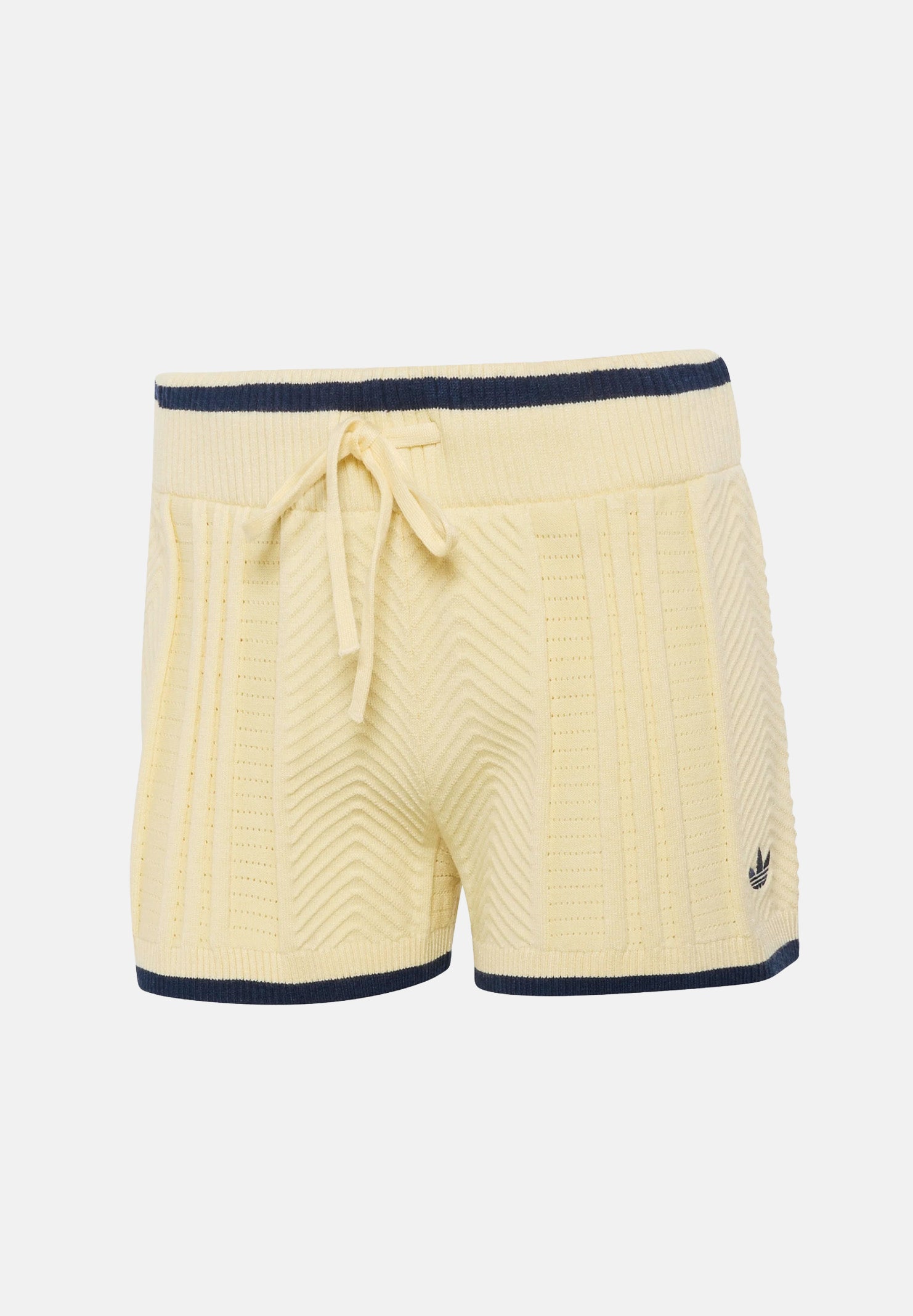 ADIDAS ORIGINALS Shorts CABBLE KNIT warm vanilla, giallo-chiaro da donna con lavorazione a trecce <BR/> KR7052 . ADIDAS ORIGINALS 
