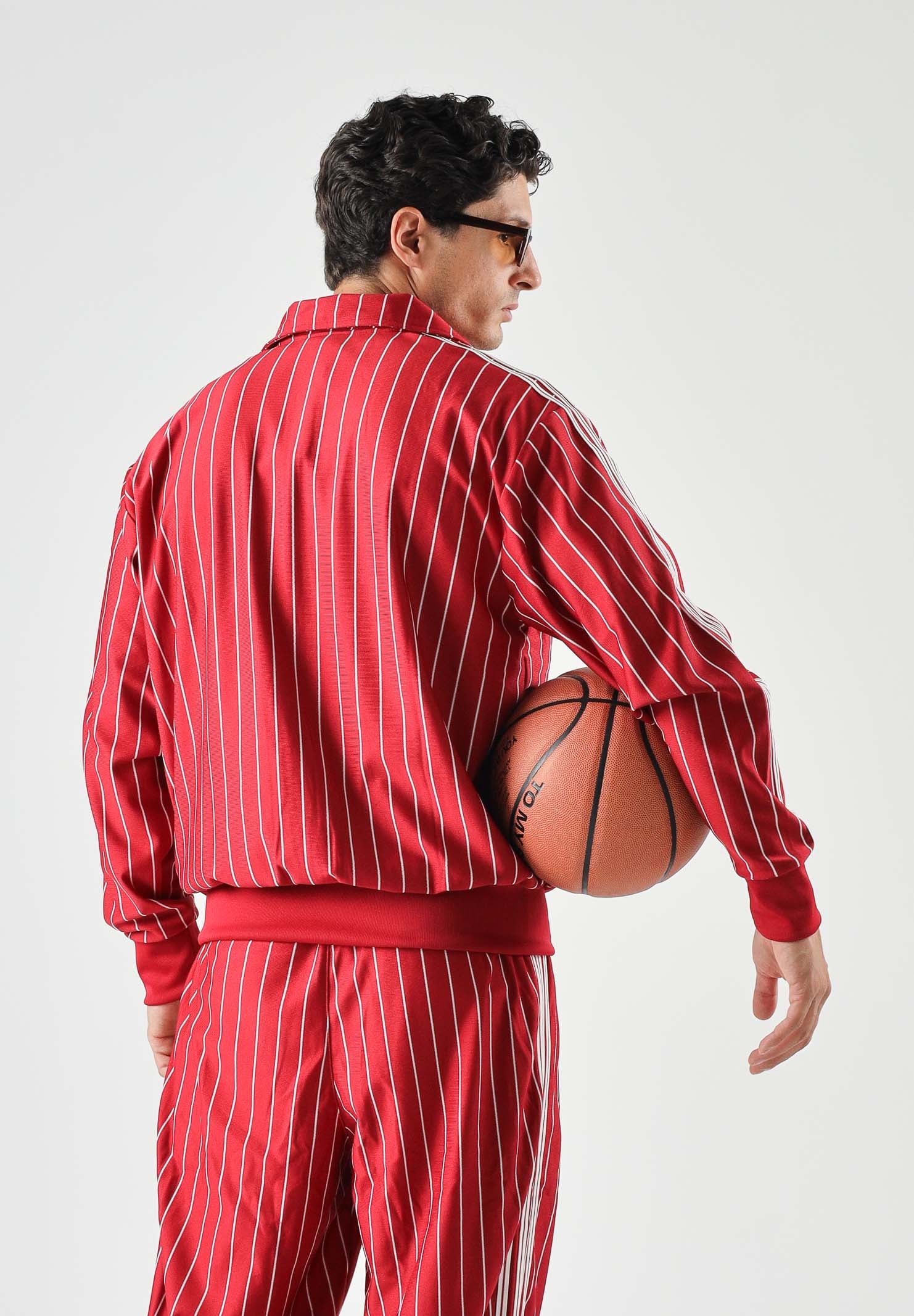 ADIDAS ORIGINALS felpa con zip Firebird Pinstripes Track Top team victory red rosso, colore basico rosso, uomo. KR7227 . ADIDAS ORIGINALS 