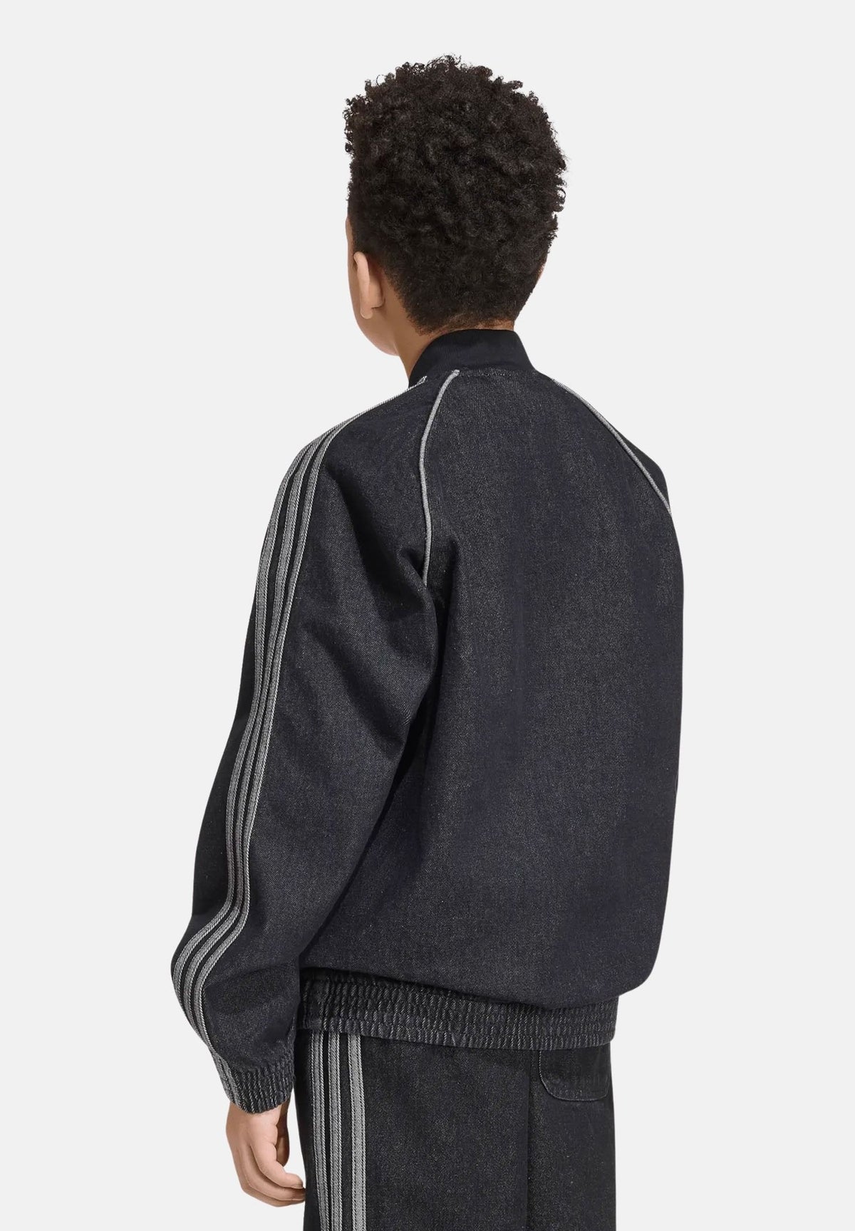 ADIDAS ORIGINALS Giubbotto di jeans FIREBIRD  nera per bambina e bambino con  lavaggio effetto denim KR9129 . ADIDAS ORIGINALS 
