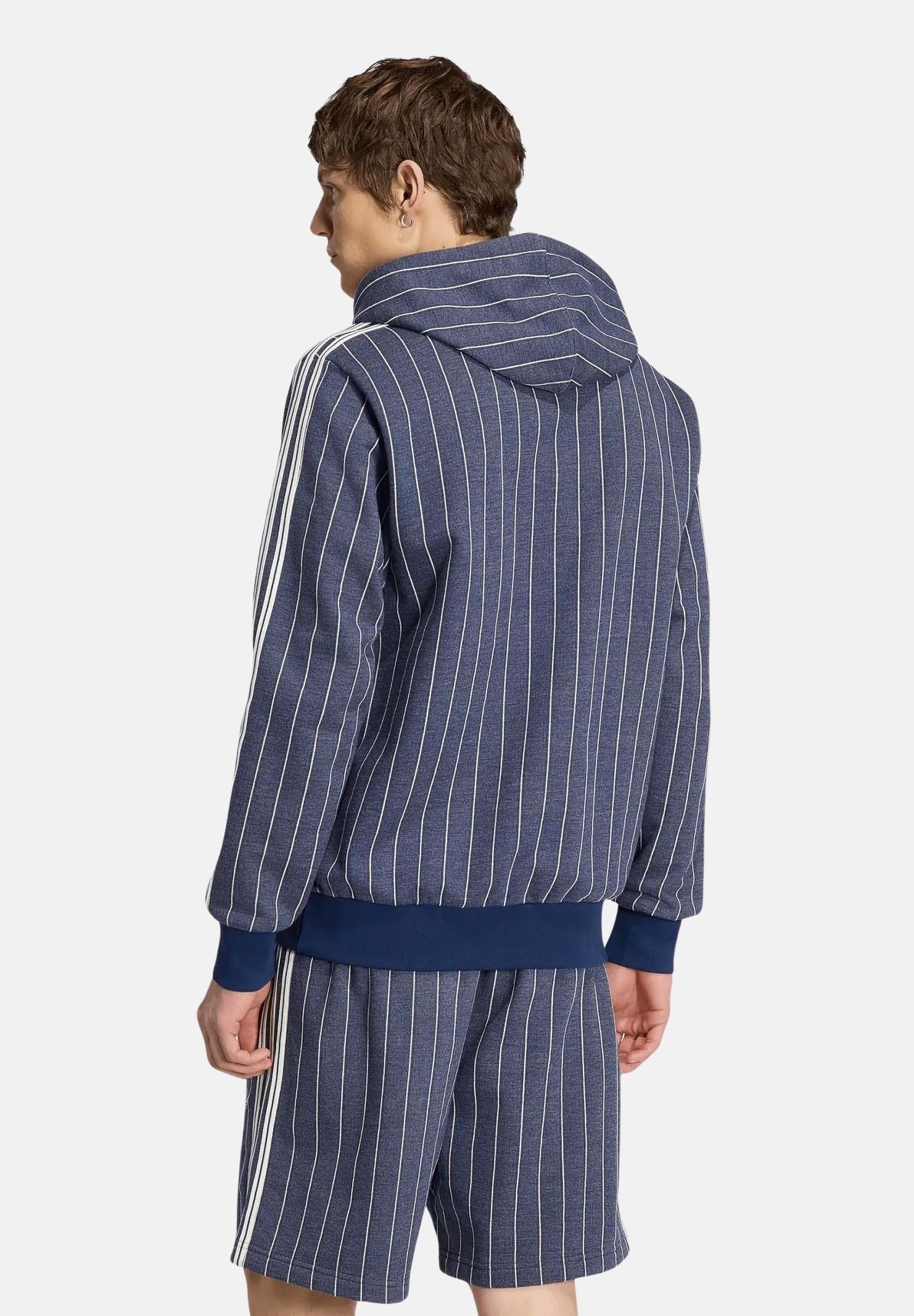 ADIDAS ORIGINALS Felpa con cappuccio PINSTRIPES Night Indigo, blu, uomo. KR9704 . ADIDAS ORIGINALS 