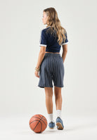 ADIDAS ORIGINALS Short PINSTRIPES blu da uomo e donna con motivo gessato<BR/> KR9706 . ADIDAS ORIGINALS 