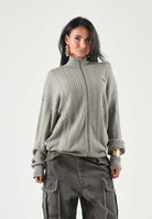ADIDAS ORIGINALS Cardigan FTRACK TOP FIREBIRD Silver Pebble verde per uomo e donna con lavorazione a trecce KR9761 . ADIDAS ORIGINALS 