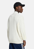 ADIDAS ORIGINALS Cardigan CABLE KNIT FIREBIRD bianco da uomo con lavorazione a trecce KR9762 . ADIDAS ORIGINALS 