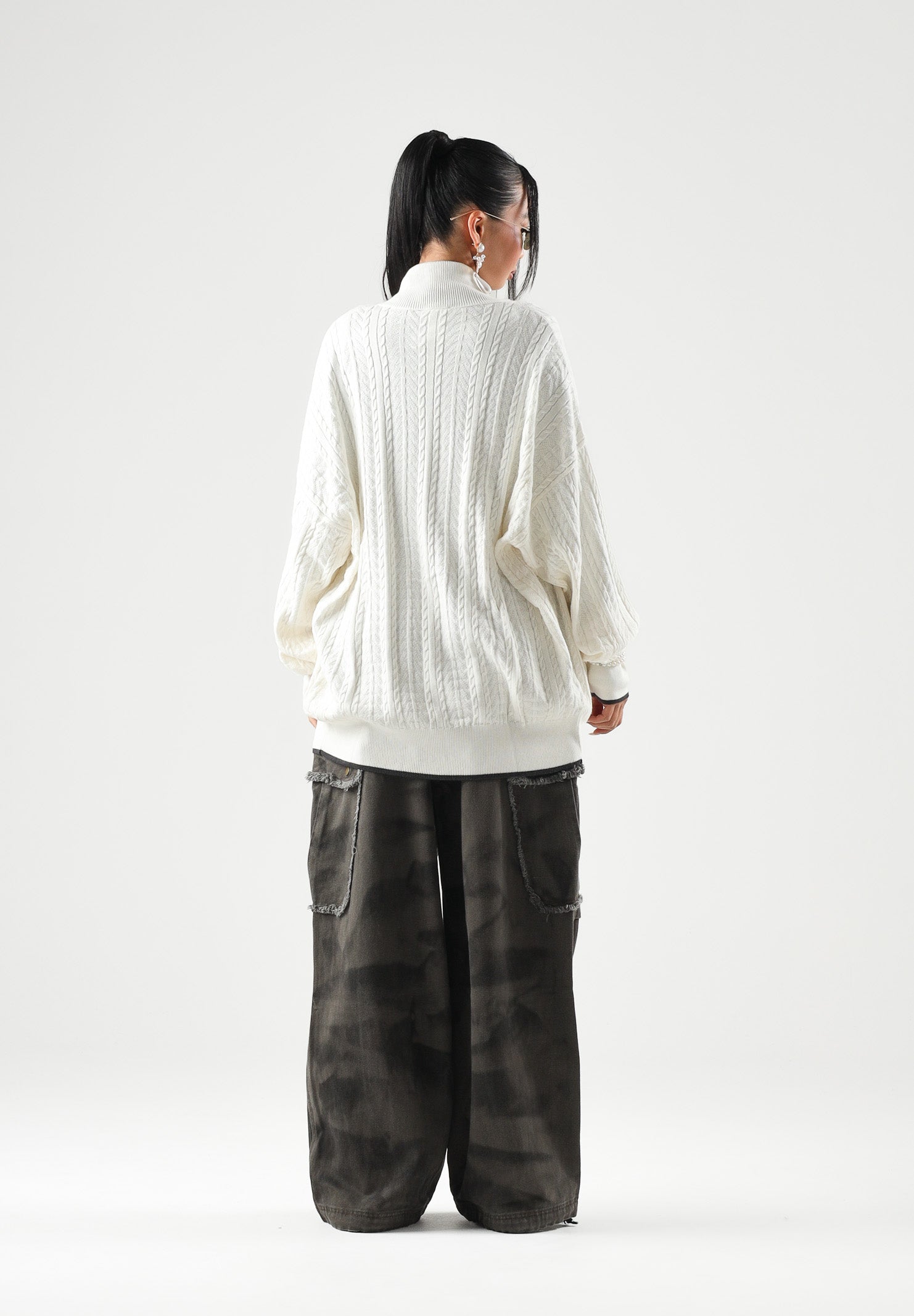 ADIDAS ORIGINALS Cardigan CABLE KNIT FIREBIRD bianco da uomo e da donna  con lavorazione a trecce KR9762 . ADIDAS ORIGINALS 